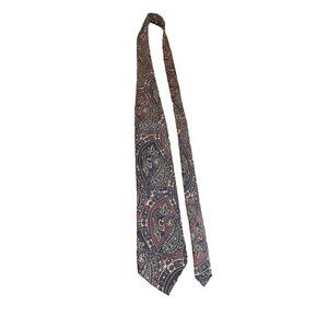 Brittany Bay Mens Silk Neck Tie Burgundy Teal White Paisley Work Dad Gift